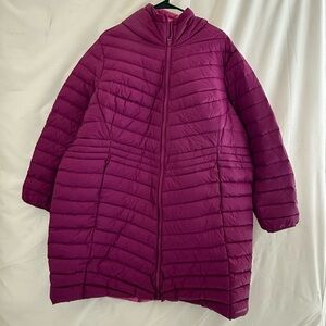 Lands End Womens 3X Down Puffer Coat Hooded Packable 800 Fill HyperDRY NWOT